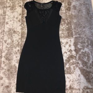 Size small black lace and sheer top black dress